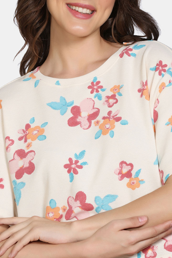 Zivame Knit Cotton Loungewear Top - Butter Cream — image 7